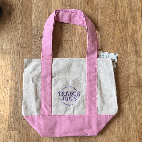 Pink and Cream Canvas Trader Joe’s Tote Bag - Picture 2 of 2